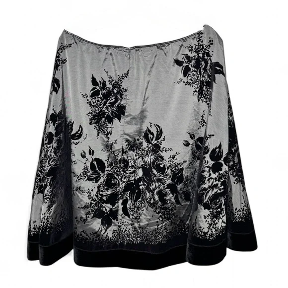 MSK Silver Black Velvet Floral Skirt XL – Holiday Party Dress Midi - Picture 8 of 12